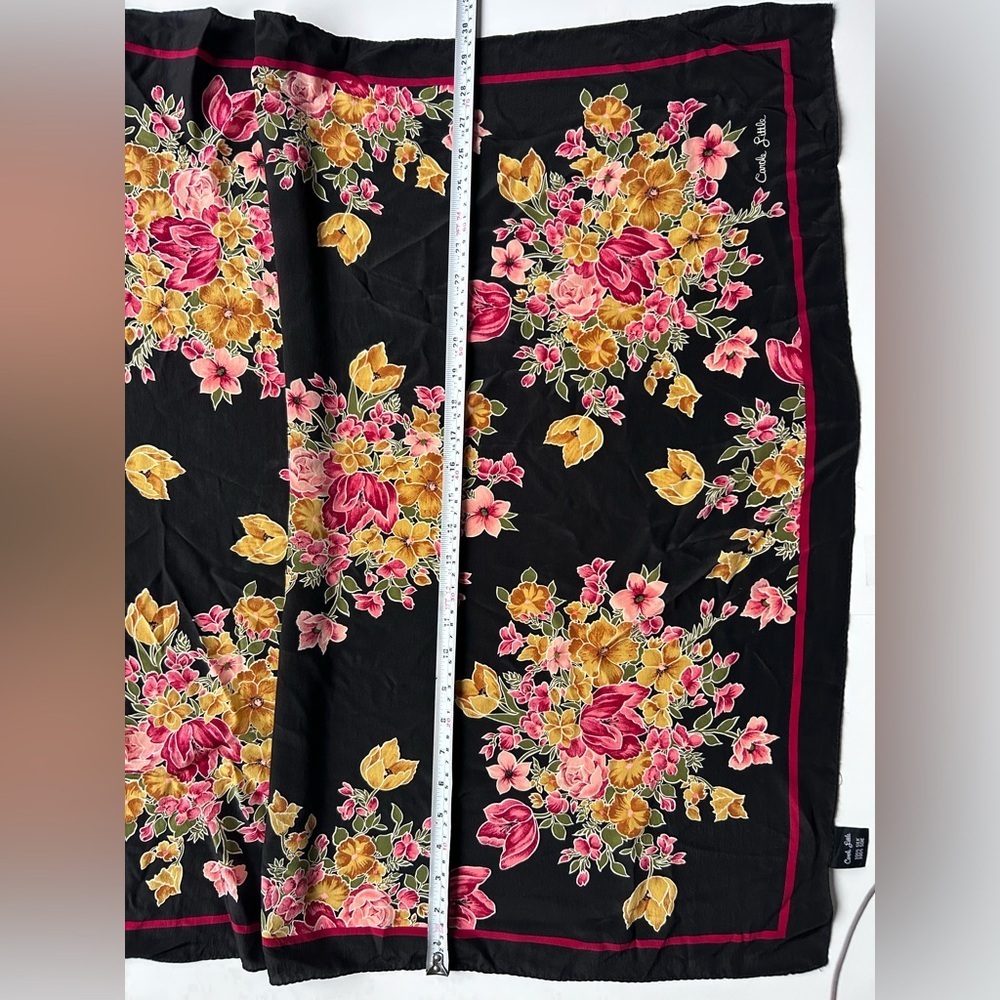 Carole little Floral Silk Scarf with Pink and Yellow Accents - Picture 2 of 5